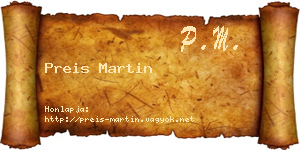 Preis Martin névjegykártya